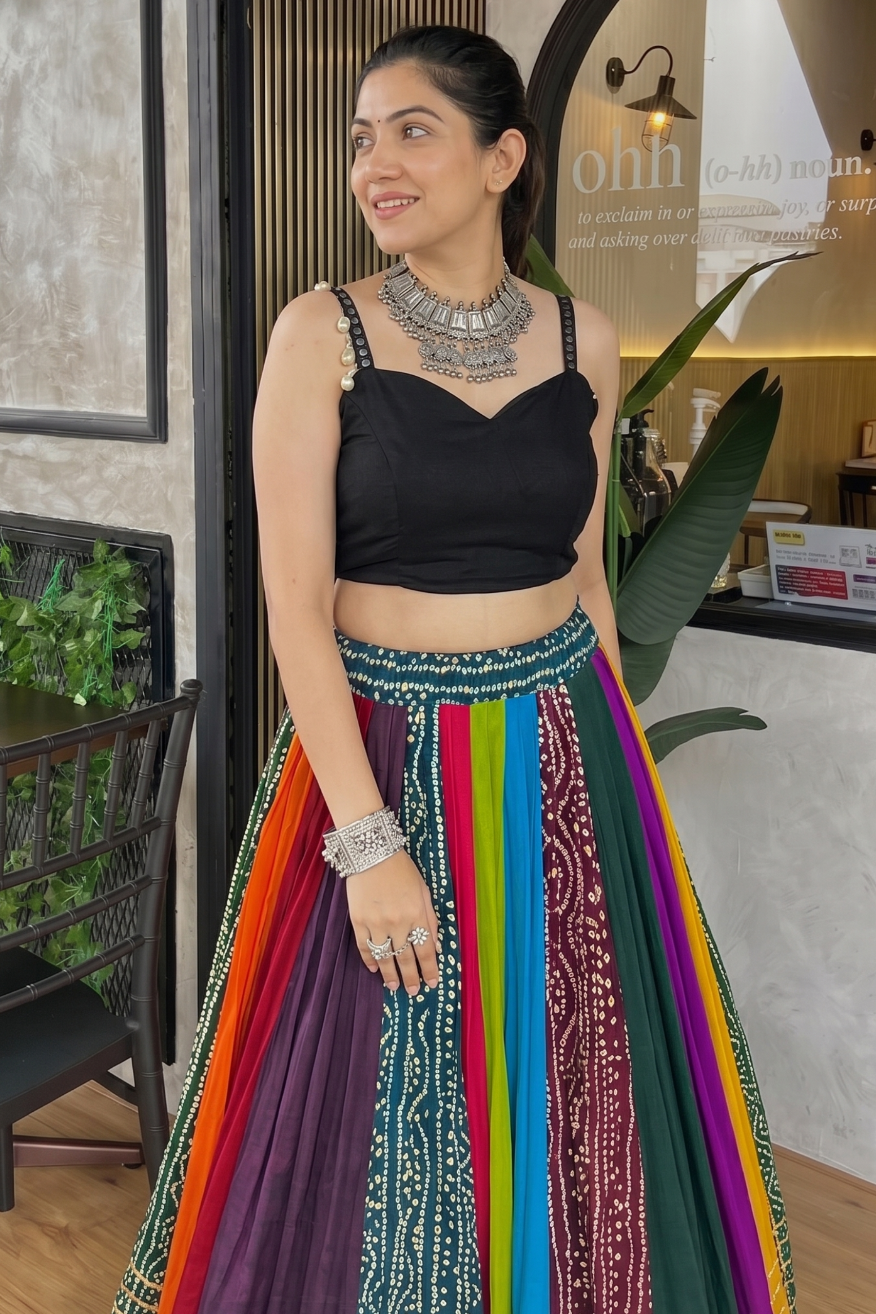 Women's Multicolor Pure Rayon Lehenga Choli with Gota Patti, Paper Mirror & Cowrie Lace Work | Festive & Navratri Wear