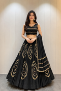 Women's Black Roman Cotton Navratri Lehenga Choli with Dupatta | Fancy Multi Lace Work | 6 Meter Flare Garba & Dandiya Festival Wear