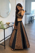 Women's Black Cotton Ajrakh Print Navratri Lehenga Choli with Dupatta | Dandiya, Festival & Ethnic Wear