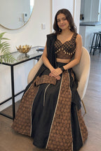 Women's Black Cotton Ajrakh Print Navratri Lehenga Choli with Dupatta | Dandiya, Festival & Ethnic Wear