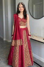 Women's Wine Cotton Ajrakh Print Navratri Lehenga Choli with Dupatta | Dandiya, Festival & Ethnic Wear