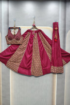 Women's Wine Cotton Ajrakh Print Navratri Lehenga Choli with Dupatta | Dandiya, Festival & Ethnic Wear