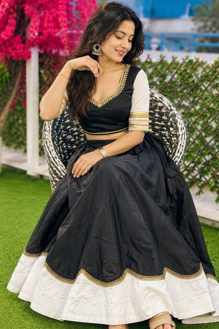 Women's Black Pure Rayon Navratri Lehenga Choli | Traditional Dandiya, Festival & Party Wear