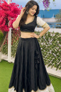 Women's Black Pure Rayon Navratri Lehenga Choli | Traditional Dandiya, Festival & Party Wear