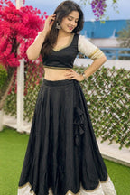 Women's Black Pure Rayon Navratri Lehenga Choli | Traditional Dandiya, Festival & Party Wear