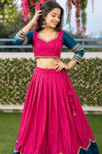Women's Pink Pure Rayon Navratri Lehenga Choli | Traditional Dandiya, Festival & Party Wear