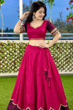 Women's Rani Pink Pure Rayon Navratri Lehenga Choli | Traditional Dandiya, Festival & Party Wear
