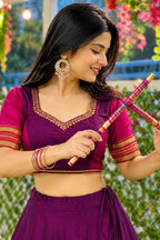 Women's Purple Pure Rayon Navratri Lehenga Choli | Traditional Dandiya, Festival & Party Wear