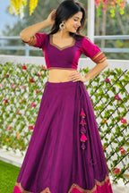 Women's Purple Pure Rayon Navratri Lehenga Choli | Traditional Dandiya, Festival & Party Wear