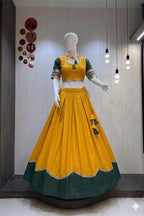 Women's Mustard Yellow Pure Rayon Navratri Lehenga Choli | Traditional Dandiya, Festival & Party Wear