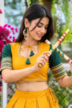 Women's Mustard Yellow Pure Rayon Navratri Lehenga Choli | Traditional Dandiya, Festival & Party Wear