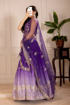 Women's Purple Ombre Heavy Embroidered Lehenga Choli with Soft Net Dupatta | Designer Wedding, Reception, Engagement & Party Wear Lehenga Set
