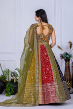 Women's Multicolor Heavy Embroidered Semi-Stitched Lehenga Choli with Soft Net Dupatta | Designer Wedding, Navratri, Garba, Reception & Party Wear Lehenga Set