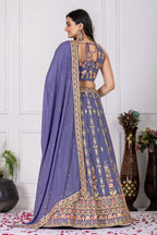 Women's Lavender Fox Georgette Embroidered Lehenga Choli with Dupatta | Wedding & Party Wear