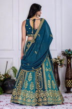 Women's Teal Blue Fox Georgette Embroidered Lehenga Choli with Dupatta | Designer Wedding, Reception & Festive Wear