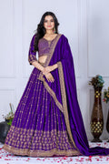 Women's Purple Heavy Vichitra Silk Embroidered Lehenga Choli with Dupatta | Designer Wedding, Reception & Festive Wear