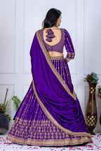 Women's Purple Heavy Vichitra Silk Embroidered Lehenga Choli with Dupatta | Designer Wedding, Reception & Festive Wear