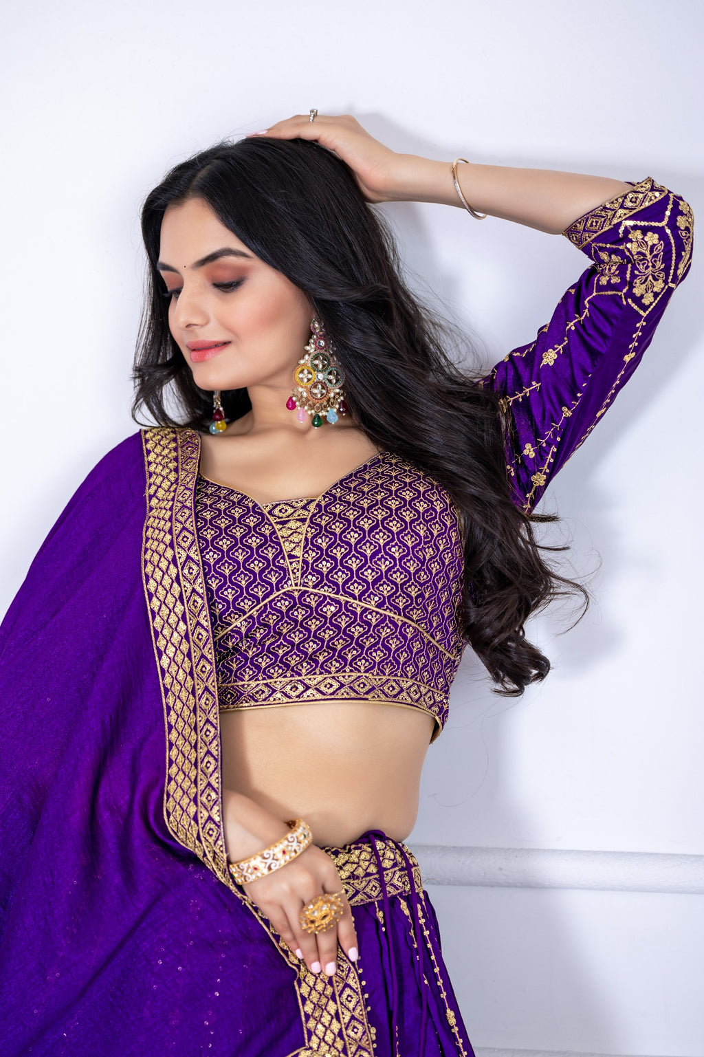 Women's Purple Heavy Vichitra Silk Embroidered Lehenga Choli with Dupatta | Designer Wedding, Reception & Festive Wear