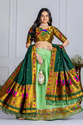 Women's Mint Green Jacquard Lichi Silk Lehenga Choli with Zari Woven Dupatta | Traditional Wedding, Festive & Party Wear