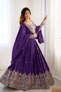 Women’s Purple Embroidered Lehenga Choli with Multicolor Sequence Work & Designer Dupatta | Wedding, Party & Festive Wear
