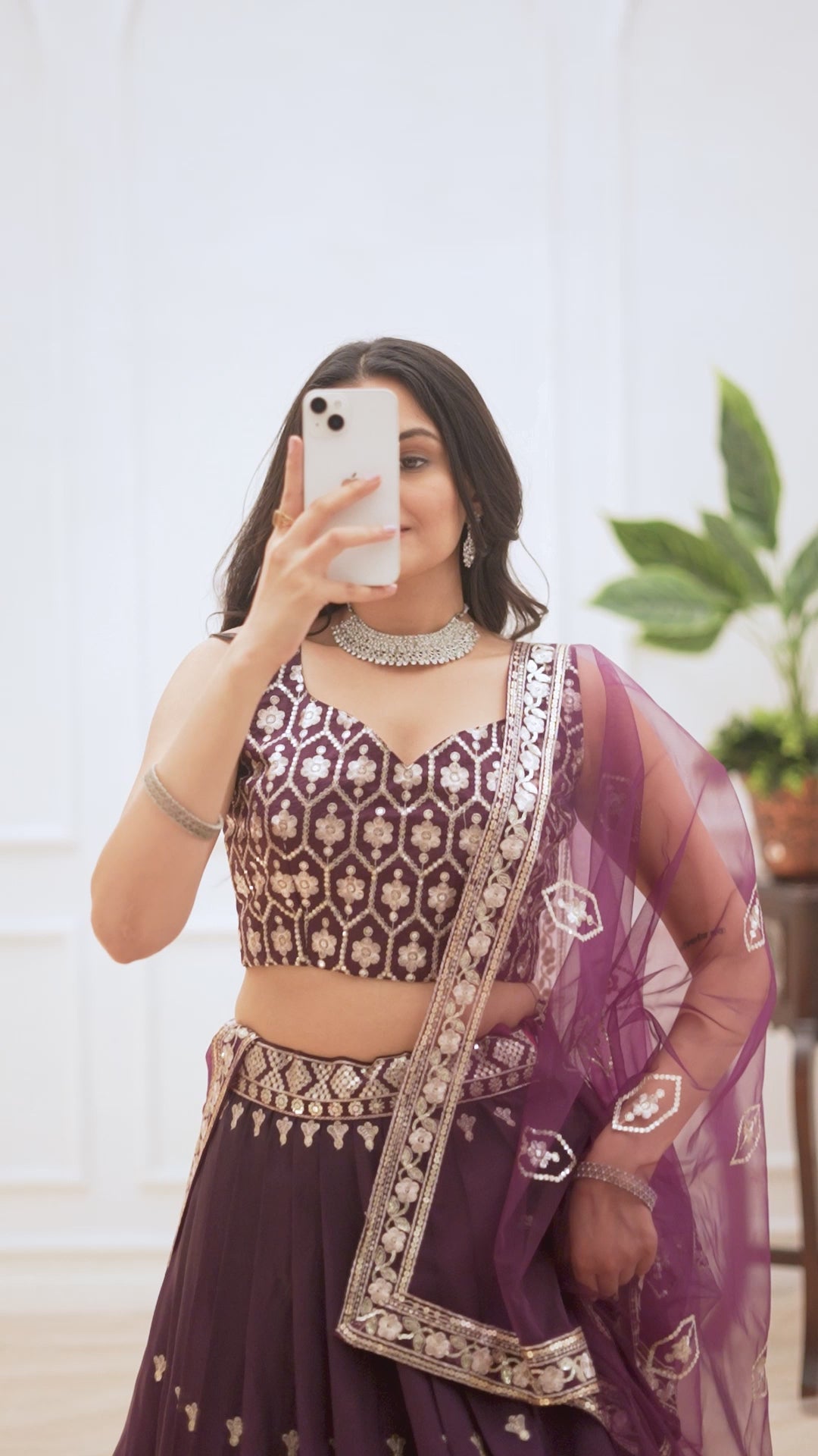 Women's Wine Purple Ombre Heavy Embroidered Lehenga Choli with Soft Net Dupatta | Designer Wedding, Reception, Engagement & Party Wear Lehenga Set