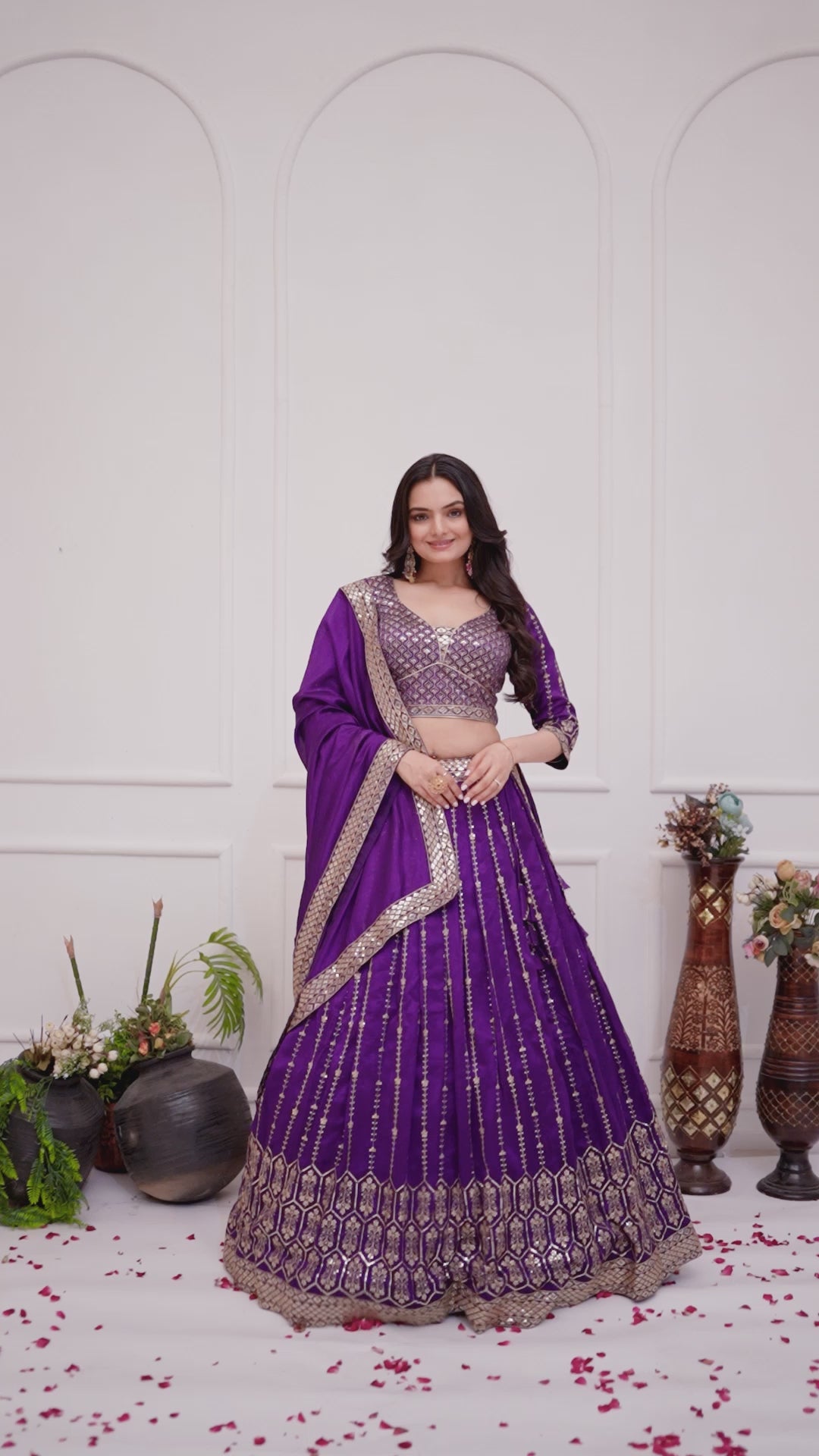 Women's Purple Heavy Vichitra Silk Embroidered Lehenga Choli with Dupatta | Designer Wedding, Reception & Festive Wear
