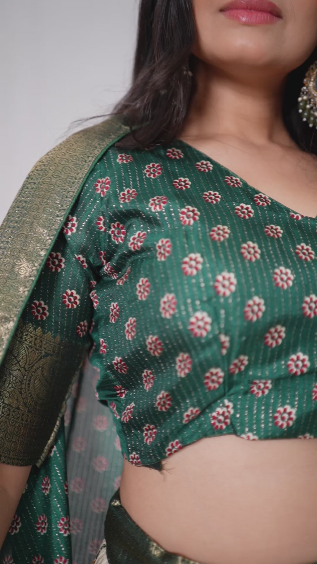 Women's Cream & Green Heavy Lichi Jacquard Lehenga Choli with Dupatta | Wedding & Festive Wear