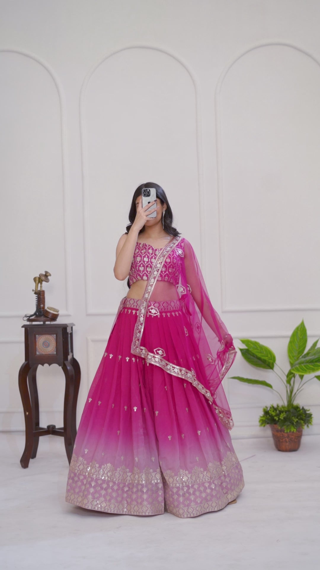 Women's Pink Ombre Heavy Embroidered Lehenga Choli with Soft Net Dupatta | Designer Wedding, Reception & Party Wear Lehenga Set