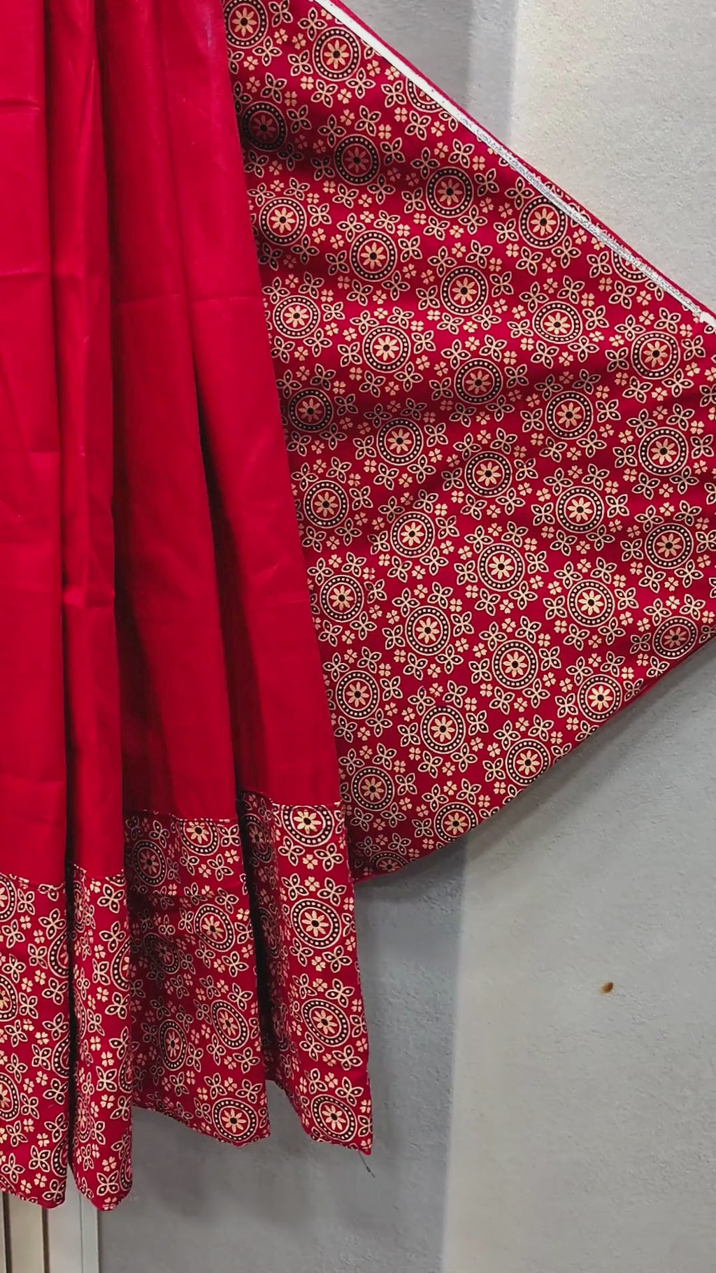 Women's Red Cotton Ajrakh Print Navratri Lehenga Choli with Dupatta | Dandiya, Festival & Ethnic Wear