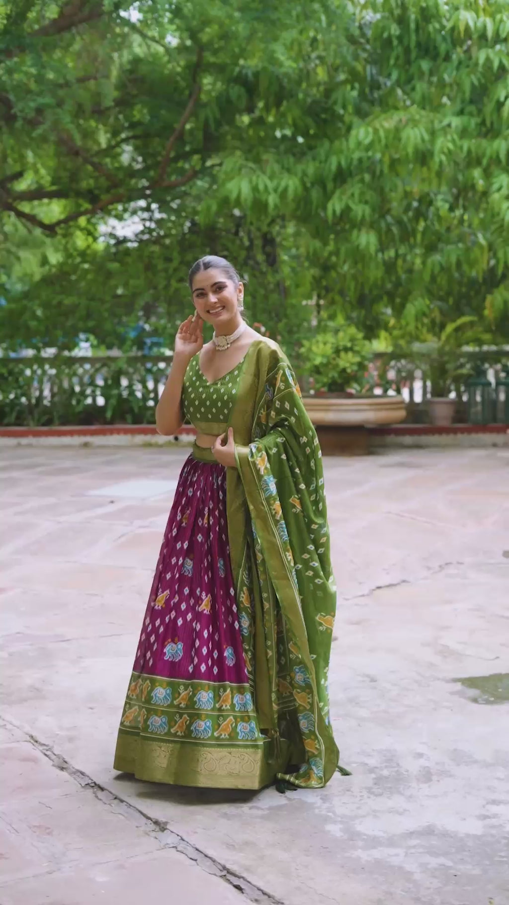 Women's Wine & Olive Green Heavy Lichi Fabric Stitched Lehenga Choli with Jacquard Border Dupatta | Traditional Printed Wedding, Navratri & Festive Wear