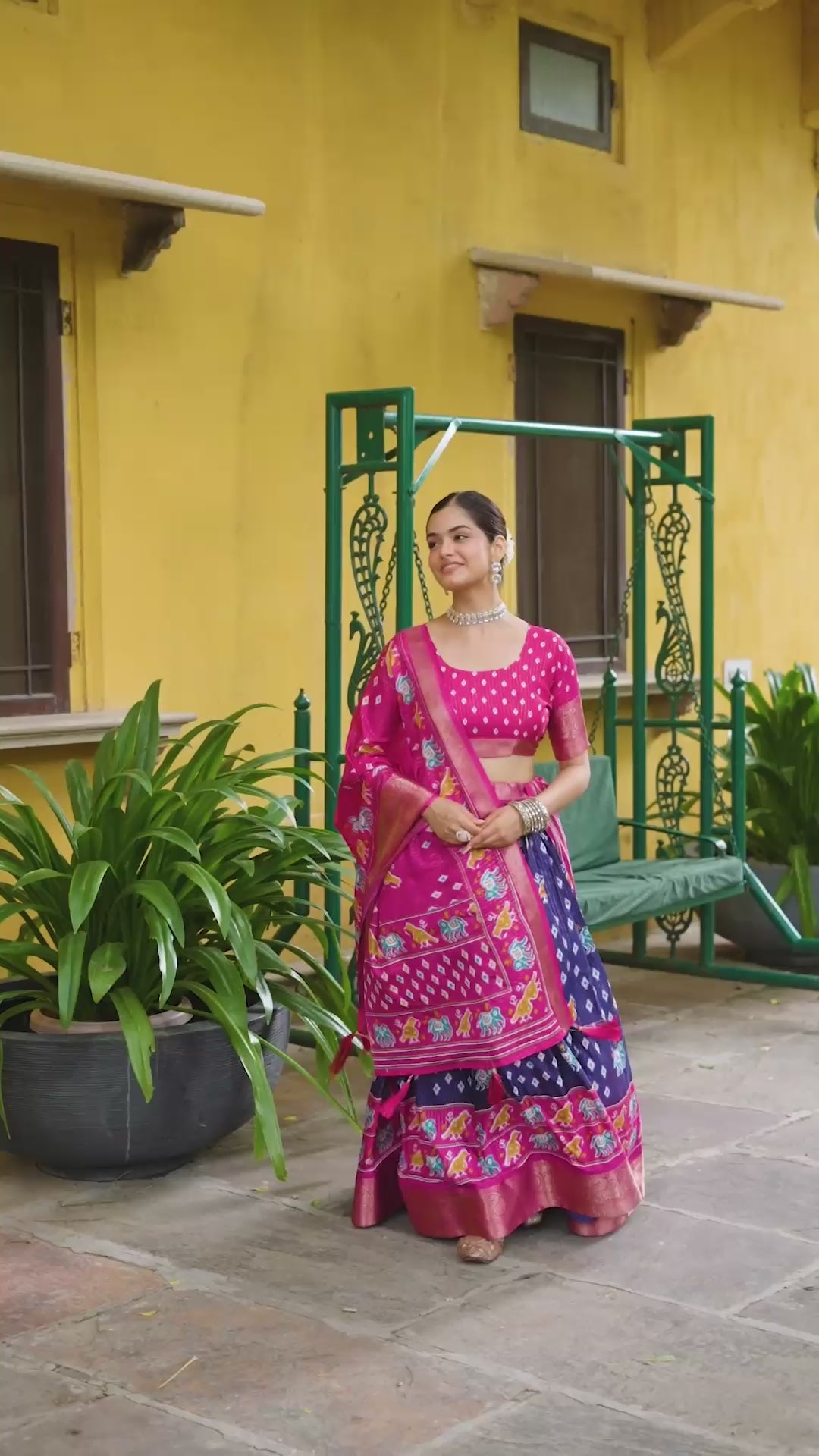 Women's Navy Blue & Rani Pink Heavy Lichi Fabric Stitched Lehenga Choli with Jacquard Border Dupatta | Traditional Printed Wedding & Festive Wear