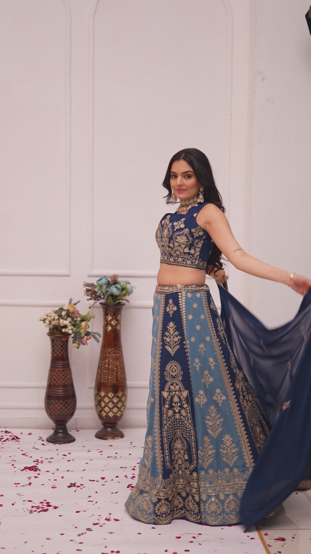 Women's Teal Blue Fox Georgette Embroidered Lehenga Choli with Dupatta | Designer Wedding, Reception & Festive Wear