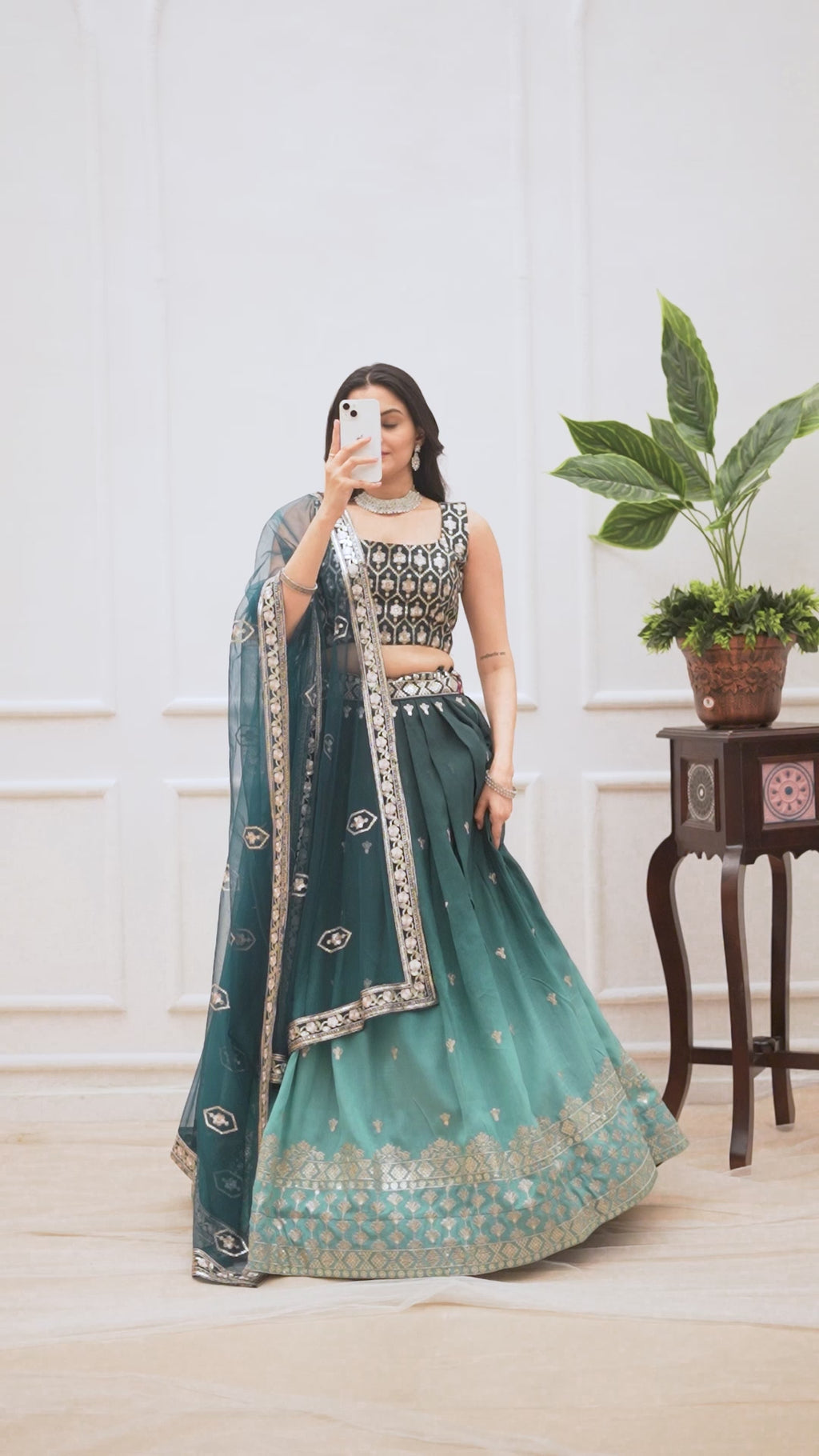 Women's Dark Green Ombre Heavy Embroidered Lehenga Choli with Soft Net Dupatta | Wedding, Reception, Engagement & Party Wear Designer Lehenga Set