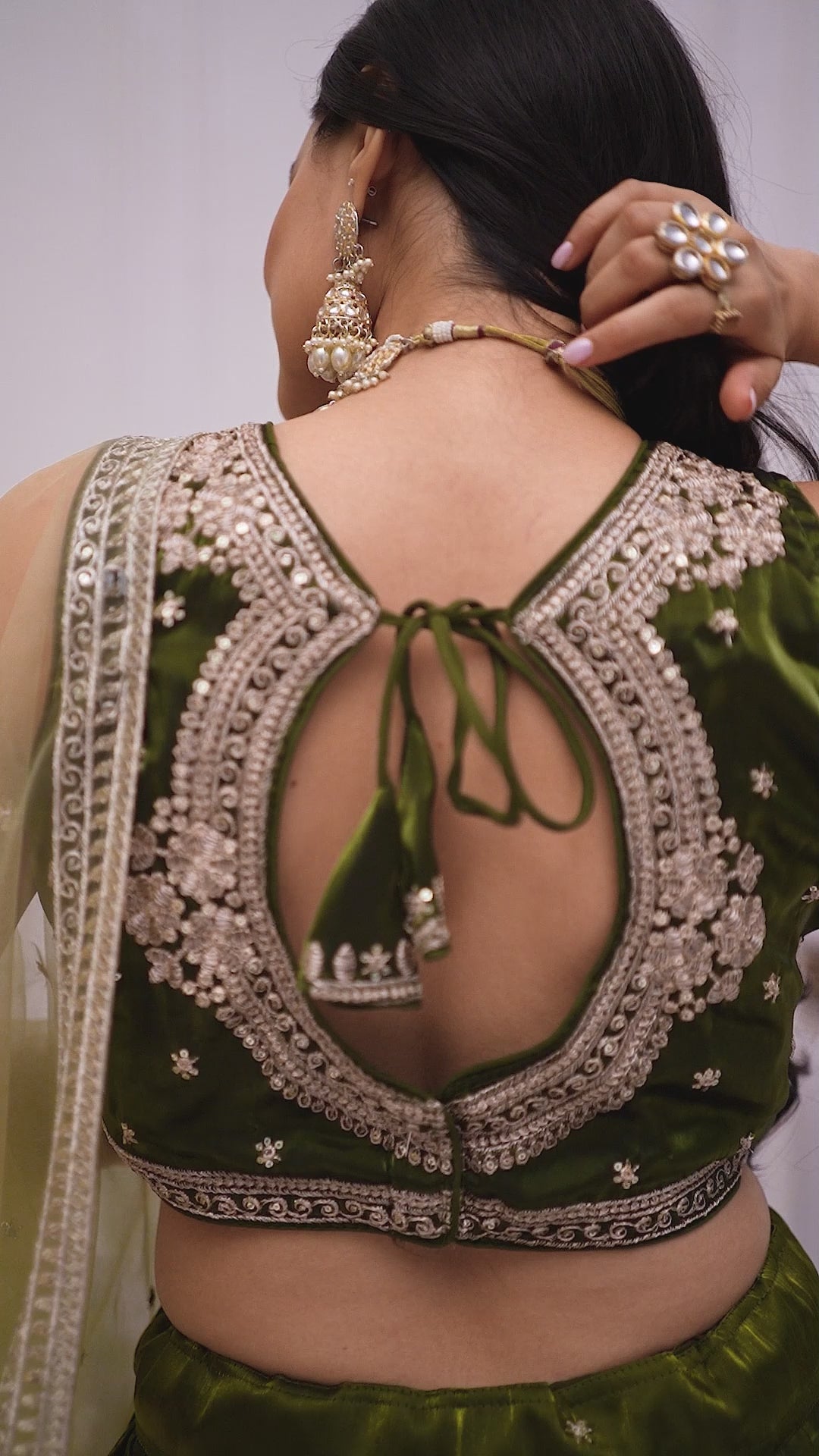 Women's Olive Green Embroidered Jimmy Choo Lehenga Choli with Soft Net Dupatta | Designer Wedding, Reception, Engagement & Festive Wear Lehenga Set